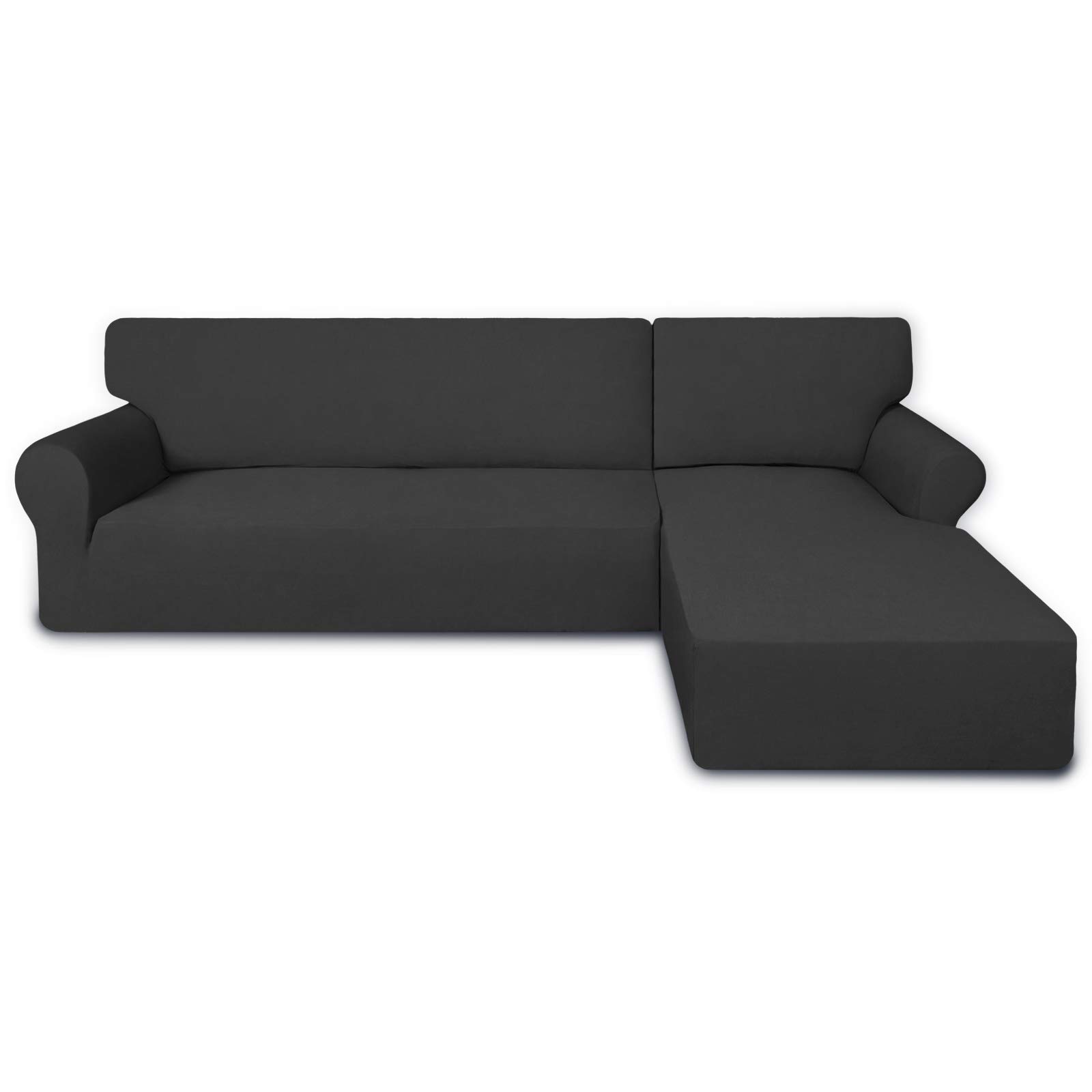 PureFit Super Stretch Sectional Couch Covers - 2 pcs Spandex Non Slip, with Elastic Bottom for L Shape Sectional Sofa Co