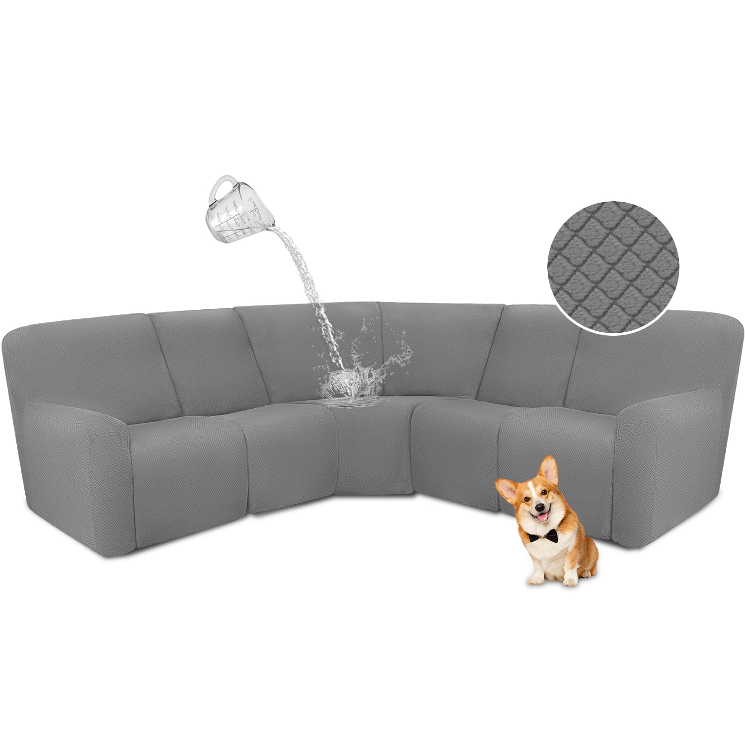  ALIECOM Waterproof Middle Grey Recliner Couch Covers for Sectional Stretch L Shaped Recliner Sofa
| ALIECOM Washable Ja