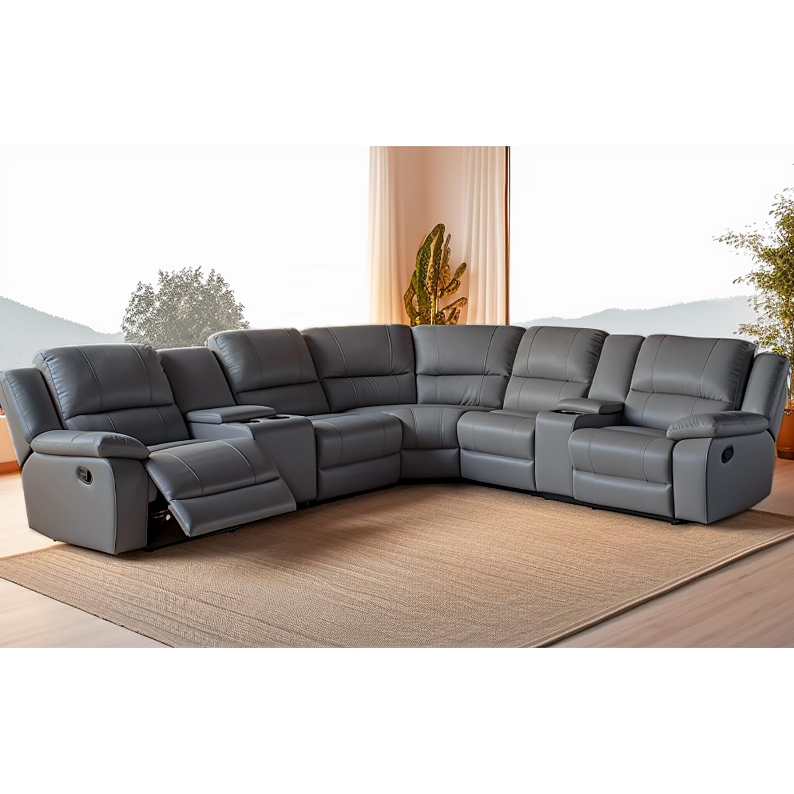 Modular Sectional Sofa PU Leather Manual Recliner for Living Room
| Symmetrical Sectional Couches PU Leather Recliner G